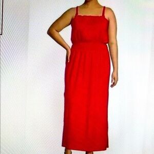 MICAEL KORS MAXI DRESS size M crossed strapping back smocked waist NWOT